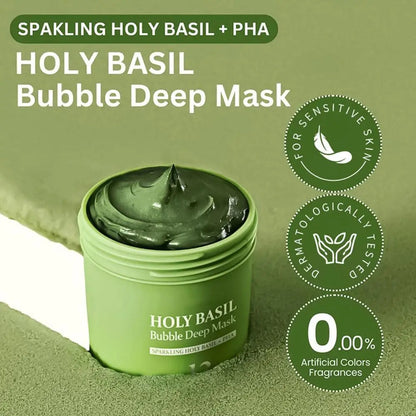 Holy Basil Bubble Cleansing Mask Exfoliating Hydrating Oil Control Natural Formula Long-lasting Moisturizing Gentle Skin Care