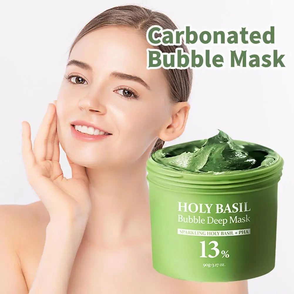 Holy Basil Bubble Cleansing Mask Exfoliating Hydrating Oil Control Natural Formula Long-lasting Moisturizing Gentle Skin Care