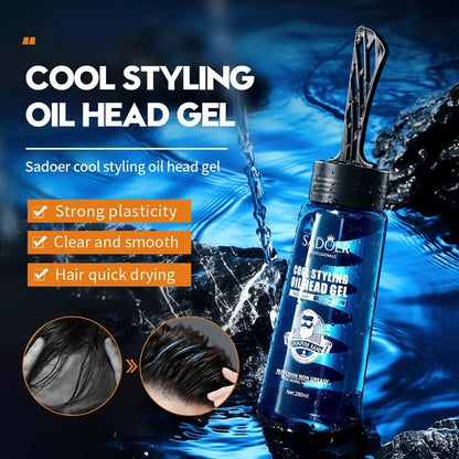 2 in 1 Hair Wax Gel with Wide Tooth Comb Men Long-lasting Fluffy Hair Styling Oil Hair Styling Cream Liquid Fluffy Comb 280ml