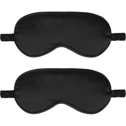 2-Pack Silk Sleep Mask - Elastic Blackout Eye Mask & Blindfold for Full Night'S Sleep, Light Blocking, Adjustable Strap