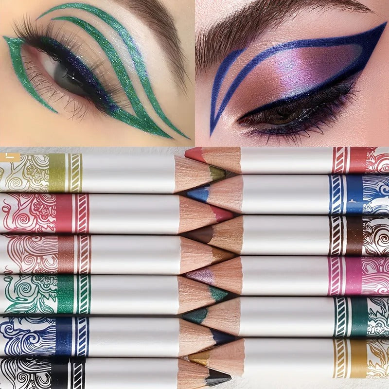 12 Color Eyeliner, Durable Smoked Punk Style Eyeliner, Waterproof, High Pigment, Pearl Luster Eye Shadow Stick