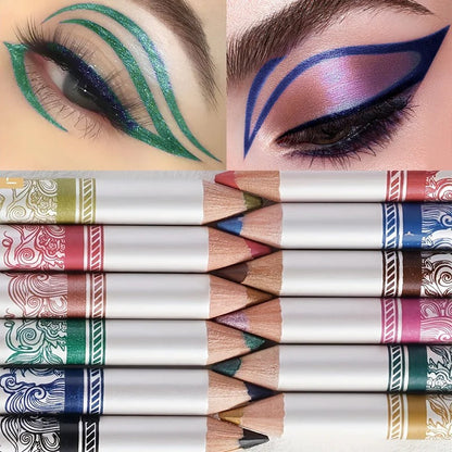 12 Color Eyeliner, Durable Smoked Punk Style Eyeliner, Waterproof, High Pigment, Pearl Luster Eye Shadow Stick