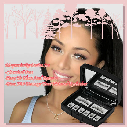 Magnetic Eyelashes Natural Look (No Eyeliner Needed) 3 Magnets Magnets Clusters Double Strips Clip On Easy Reusable (Very Natura