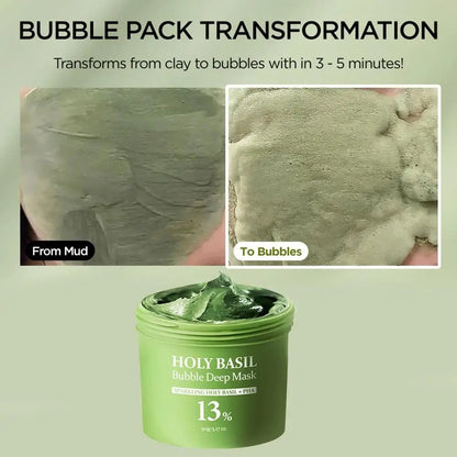 Holy Basil Bubble Cleansing Mask Exfoliating Hydrating Oil Control Natural Formula Long-lasting Moisturizing Gentle Skin Care