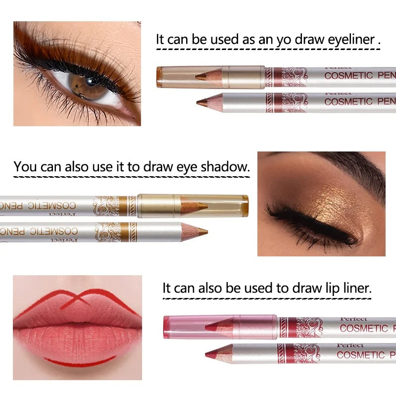 12 Color Eyeliner, Durable Smoked Punk Style Eyeliner, Waterproof, High Pigment, Pearl Luster Eye Shadow Stick