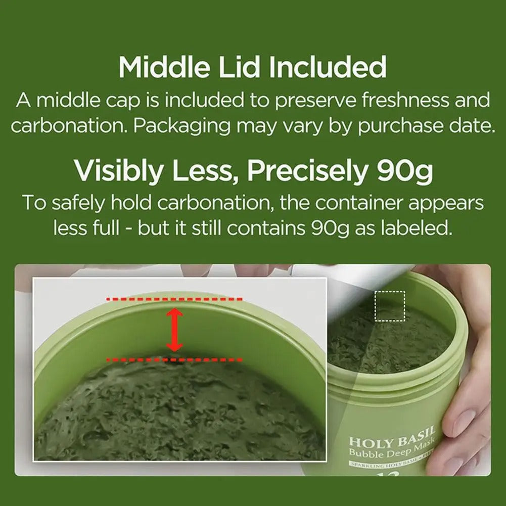 Holy Basil Bubble Cleansing Mask Exfoliating Hydrating Oil Control Natural Formula Long-lasting Moisturizing Gentle Skin Care