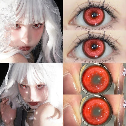Mill Creek 1Pair Hot Selling Cosplay Color Contact Lenses for Eyes Red Lenses Degree 0 to -8.00 Anime Beauty Pupil Fast Shipping