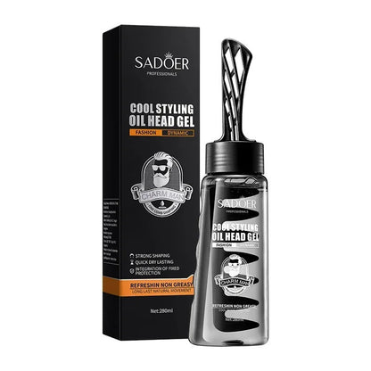 2 in 1 Hair Wax Gel with Wide Tooth Comb Men Long-lasting Fluffy Hair Styling Oil Hair Styling Cream Liquid Fluffy Comb 280ml
