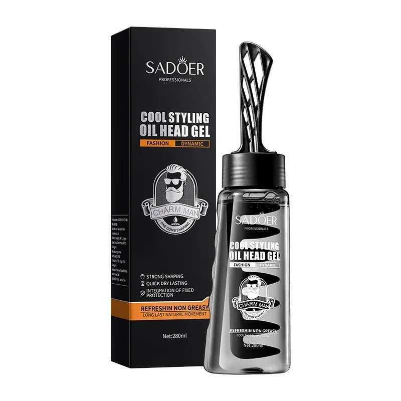 2 in 1 Hair Wax Gel with Wide Tooth Comb Men Long-lasting Fluffy Hair Styling Oil Hair Styling Cream Liquid Fluffy Comb 280ml