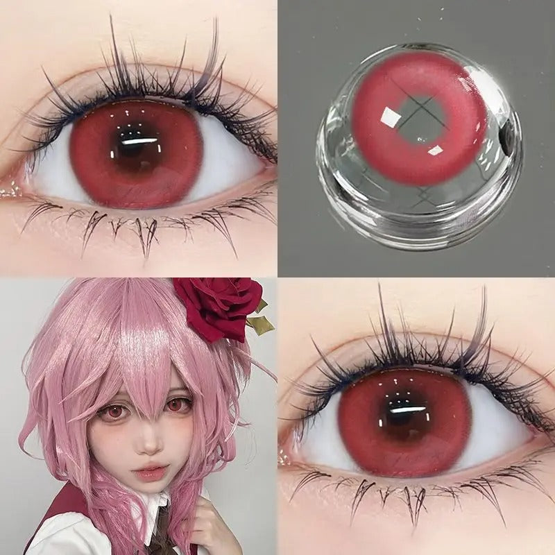 Mill Creek 1Pair Hot Selling Cosplay Color Contact Lenses for Eyes Red Lenses Degree 0 to -8.00 Anime Beauty Pupil Fast Shipping